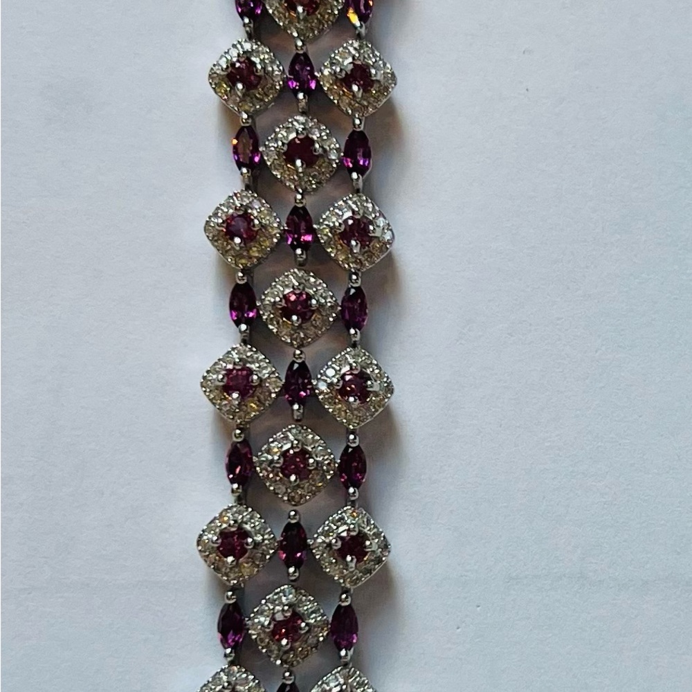 BUG1 6.9CT Natural Umbalite Garnet/Purple Garnet Bracelet Rhodium platedoverS925